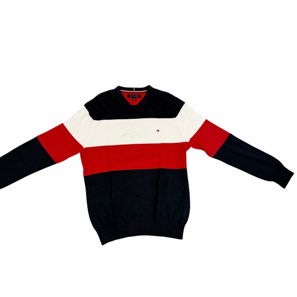 Tommy Hilfiger Men's Crewneck Sweater - Red, White, and Black